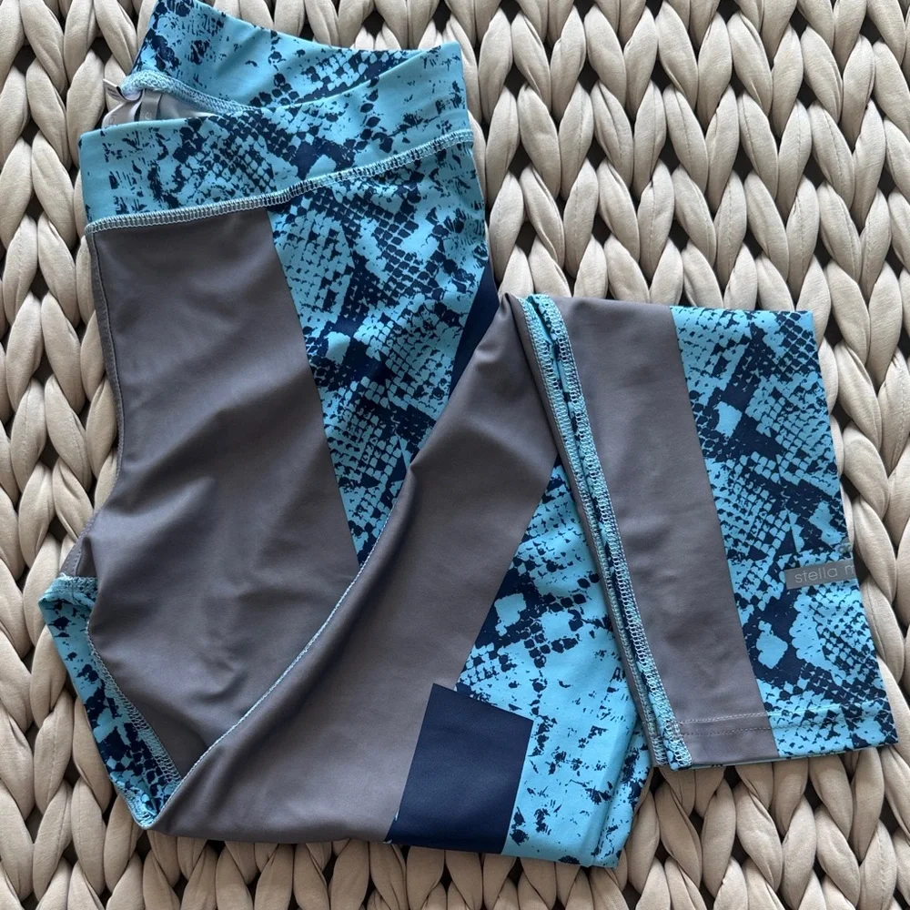 Stella McCartney x Adidas Blue Patterned Yoga Leggings - Picture 1 of 4